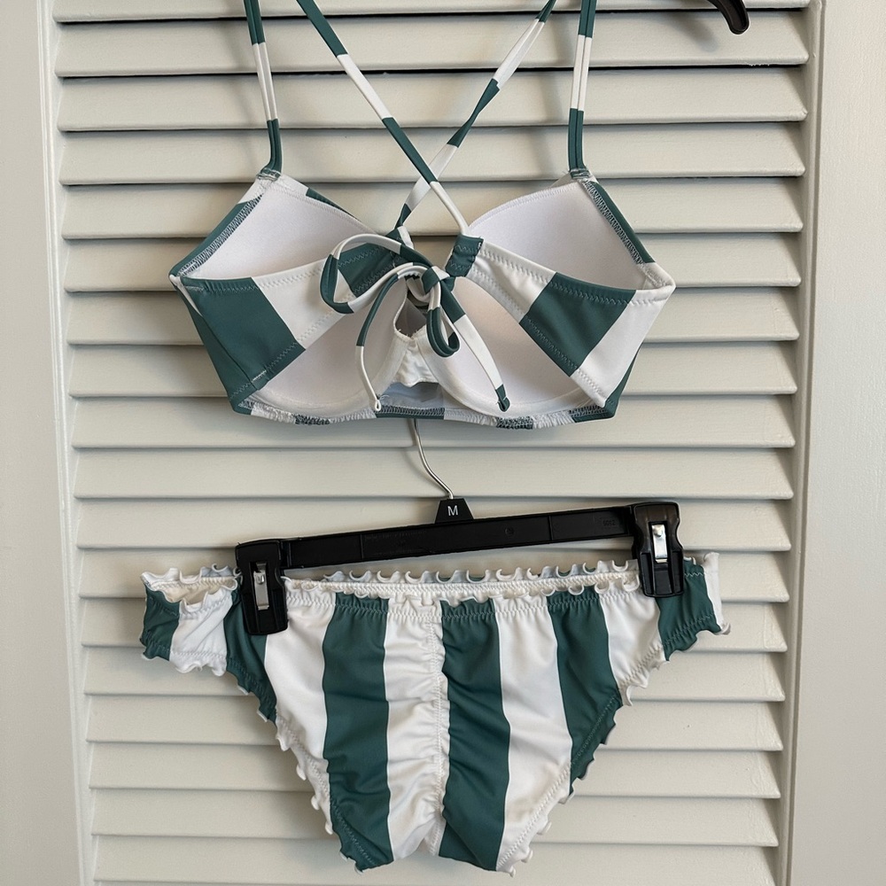Striped Green and White Bikini Set - Picture 4 of 6